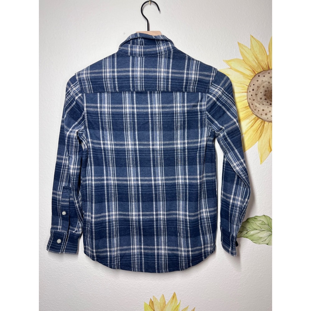 Crewcuts J.Crew Boys Blue White Plaid Flannel Button Down Shirt Size 10 - Picture 2 of 3